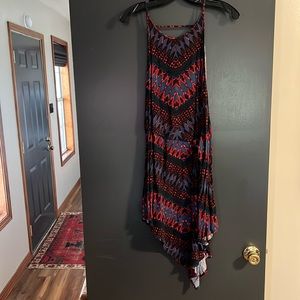 Free people navy/red asymmetrical flowy tank dress size XS